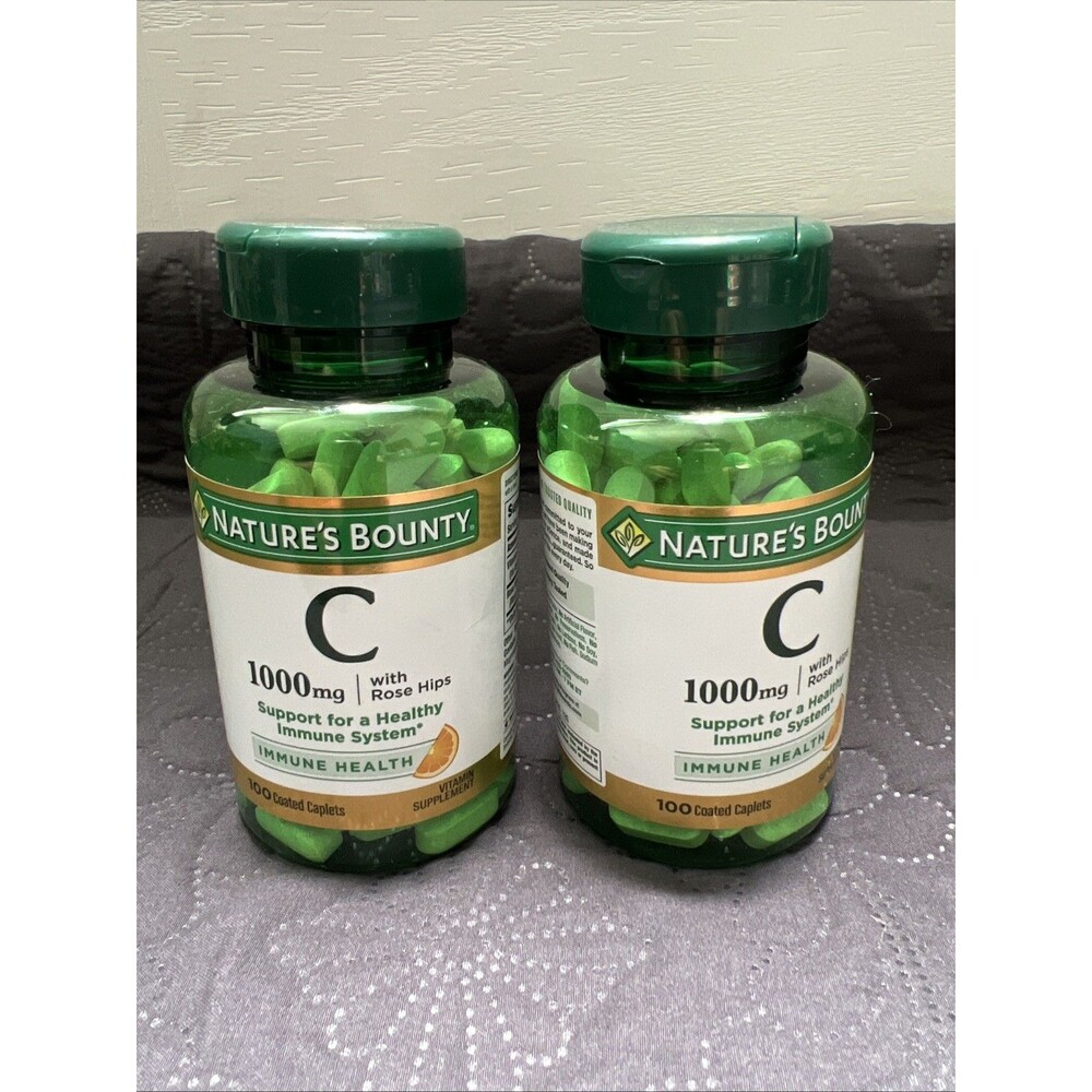 2pc Nature's Bounty Vitamin C w/Rose Hips 1000mg 100 Count Immune Support Caps